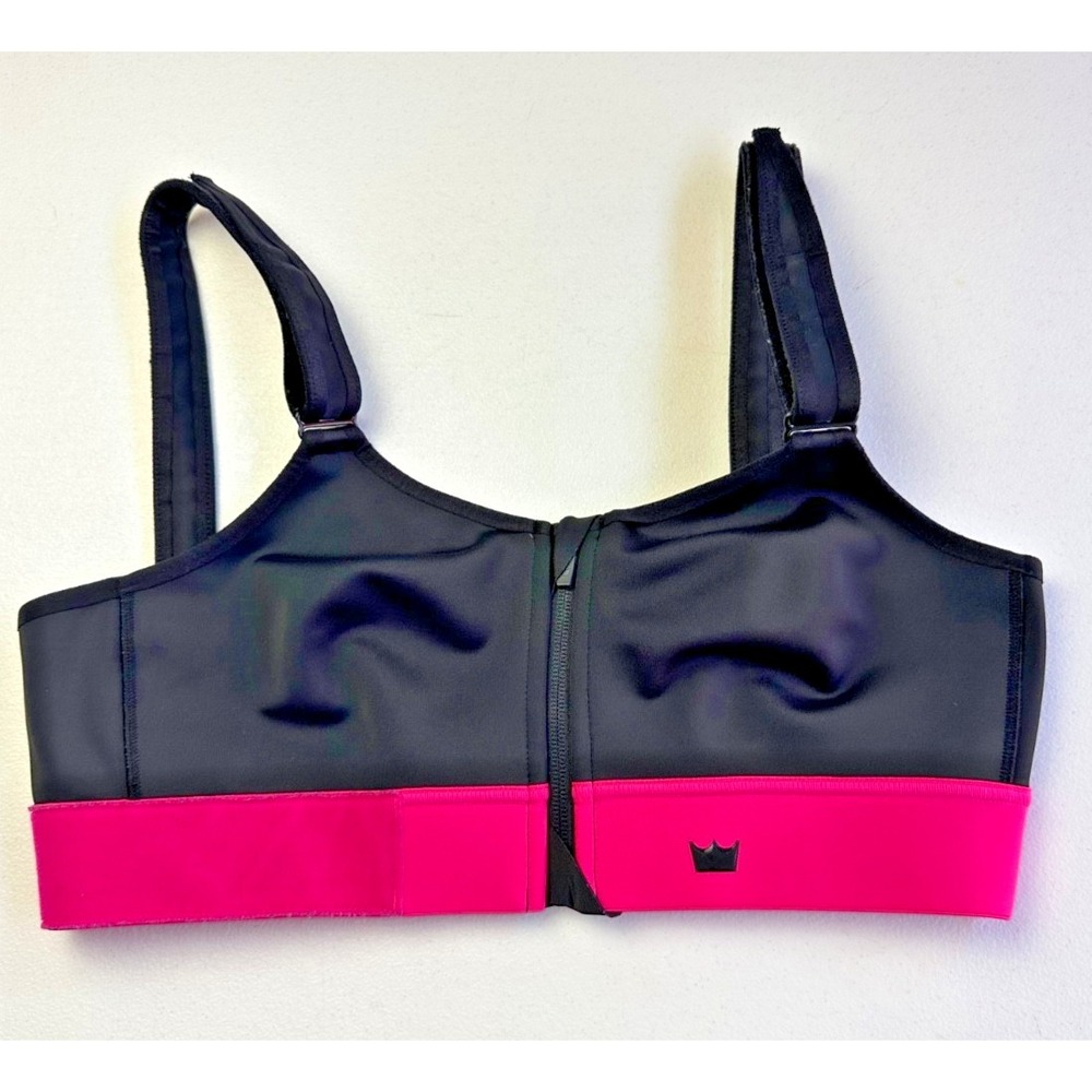 SHEFIT 110003 High Impact Ultimate Sports Bra LUXE Black Front Zipper XL Wicking